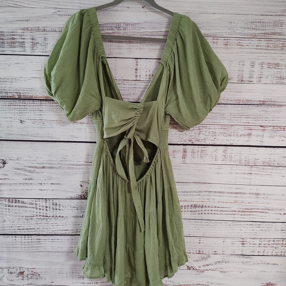 Free People Women's Perfect Day Cotton Mini Dress in Grasslands Green - Picture 4 of 11